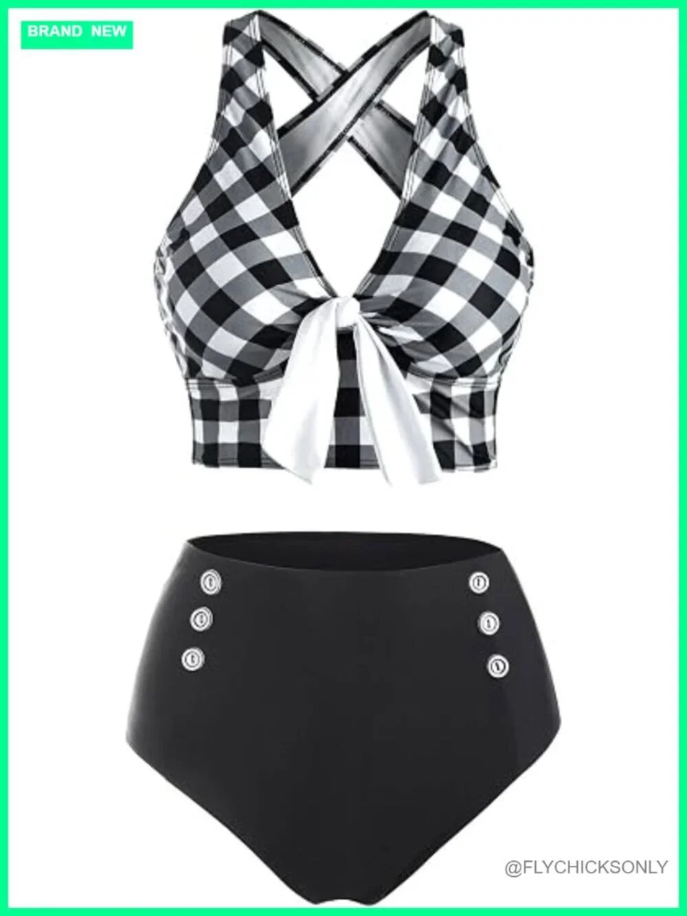 High Waisted Tie Front Crisscross Tummy Control Bikini Set